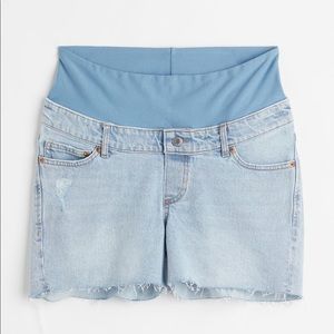 H&M MAMA Denim Shorts, Light Denim Blue, Maternity Size M